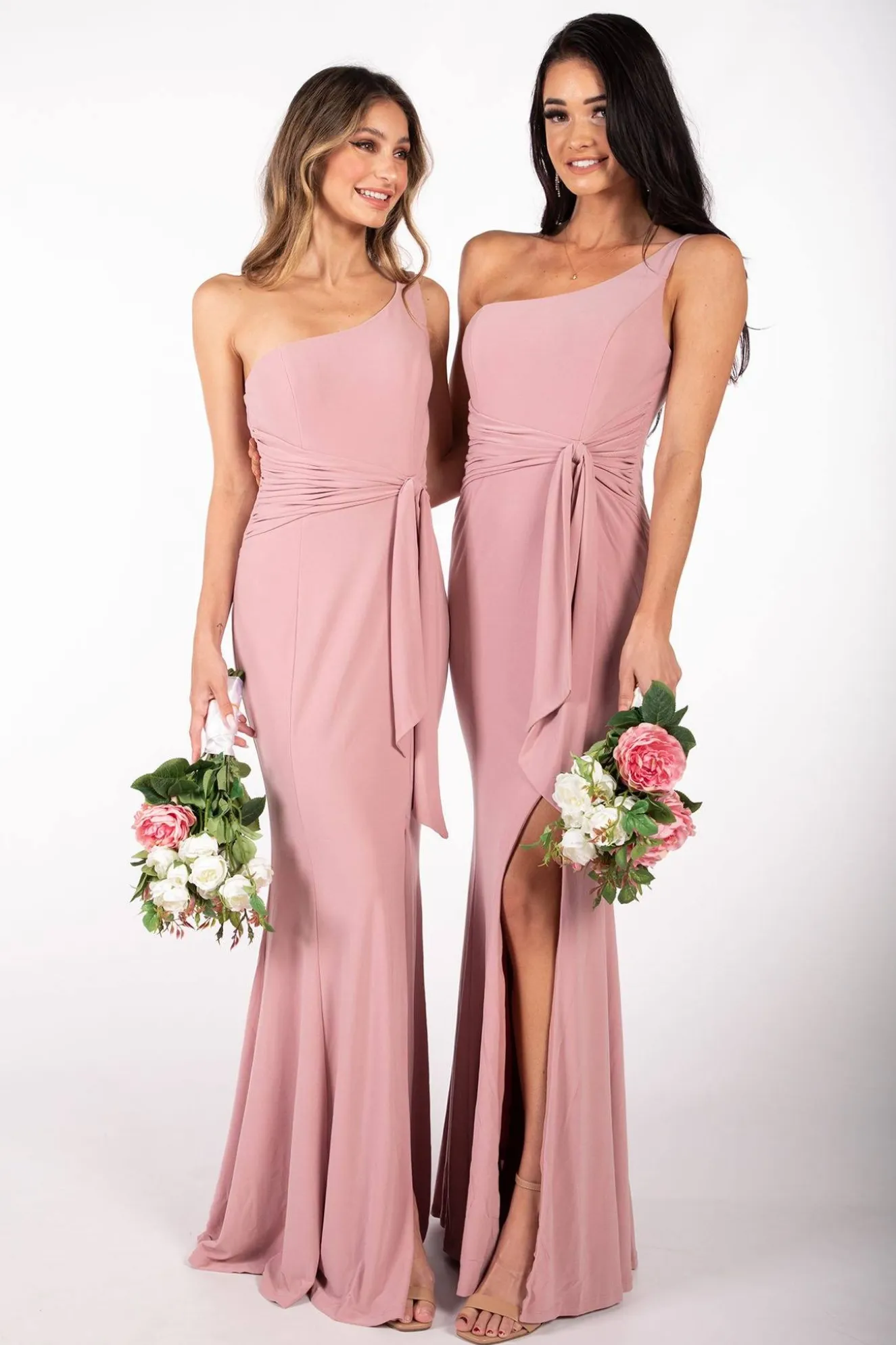 ABIGAIL One Shoulder Maxi Column Dress - Dusty Pink