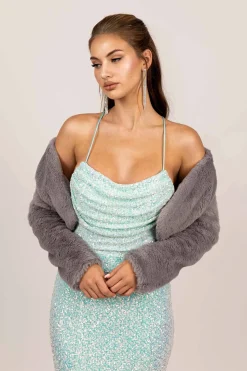 Adrianna Faux Fur Jacket - Grey