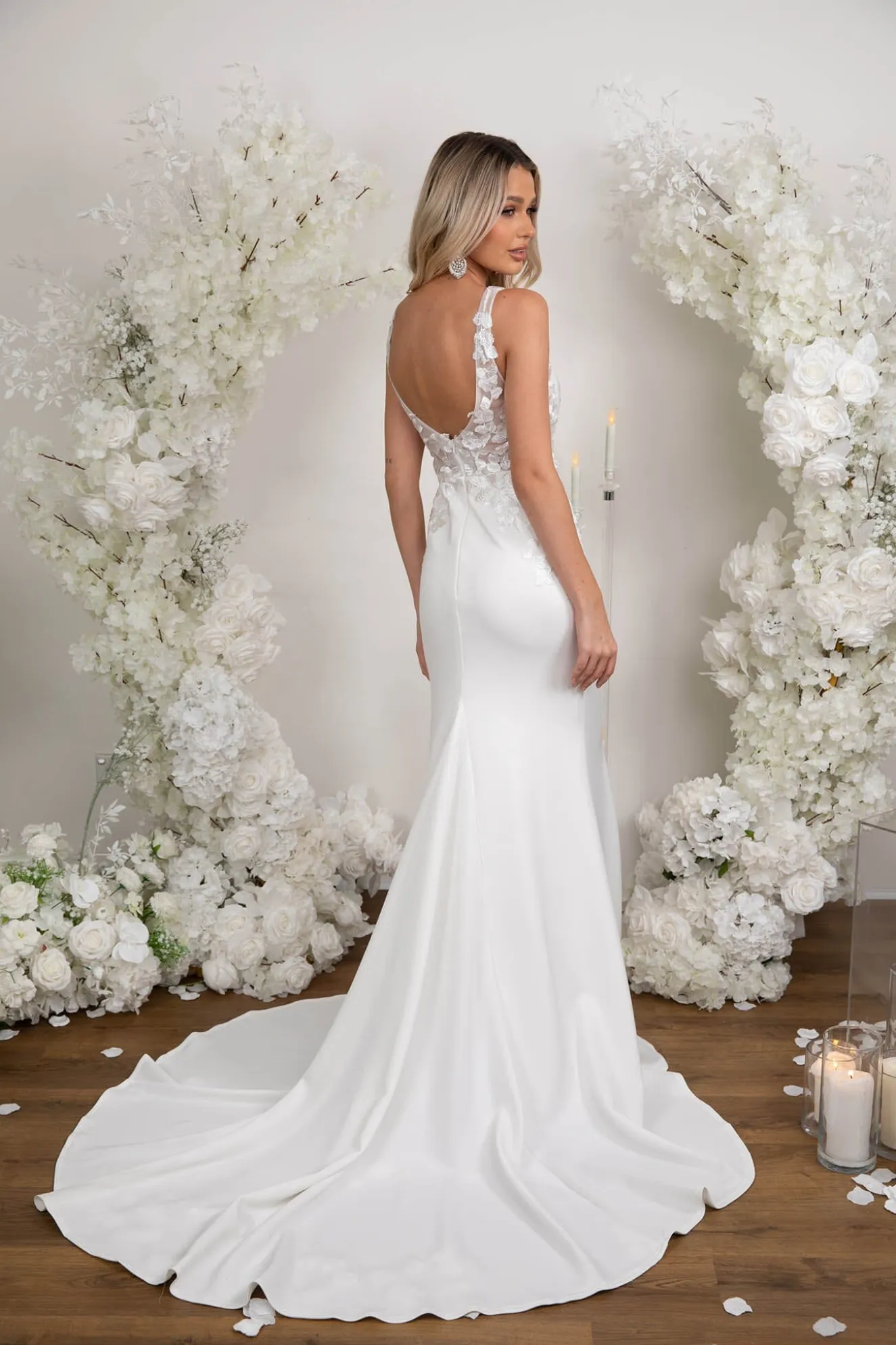 ANDREA Crepe Gown in Ivory