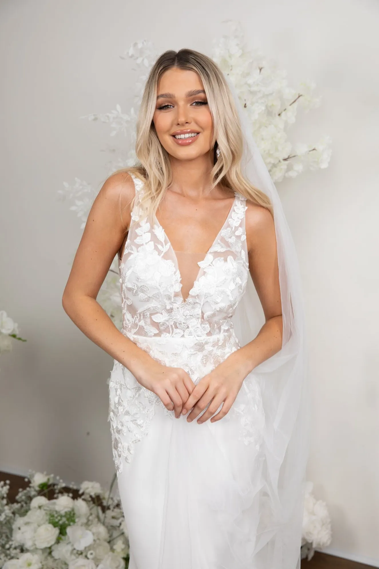 ANDREA Crepe Gown in Ivory