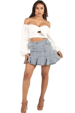 Bambi Ruffle Denim Mini Skirt