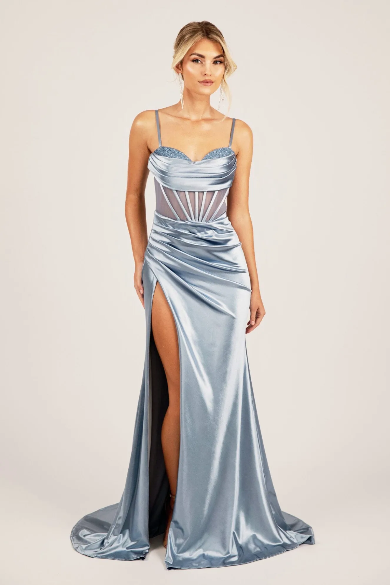 CRYSTAL Corset Gown - Ice Blue