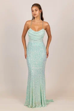 Eloisa Sequin Gown - Light Blue
