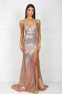 Gemma Front Slit Sequin Gown - Multiple Colors Available