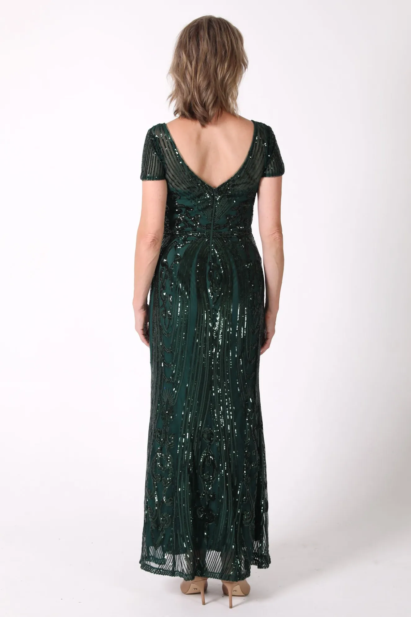 Greta Sequin Maxi Dress - Emerald Green