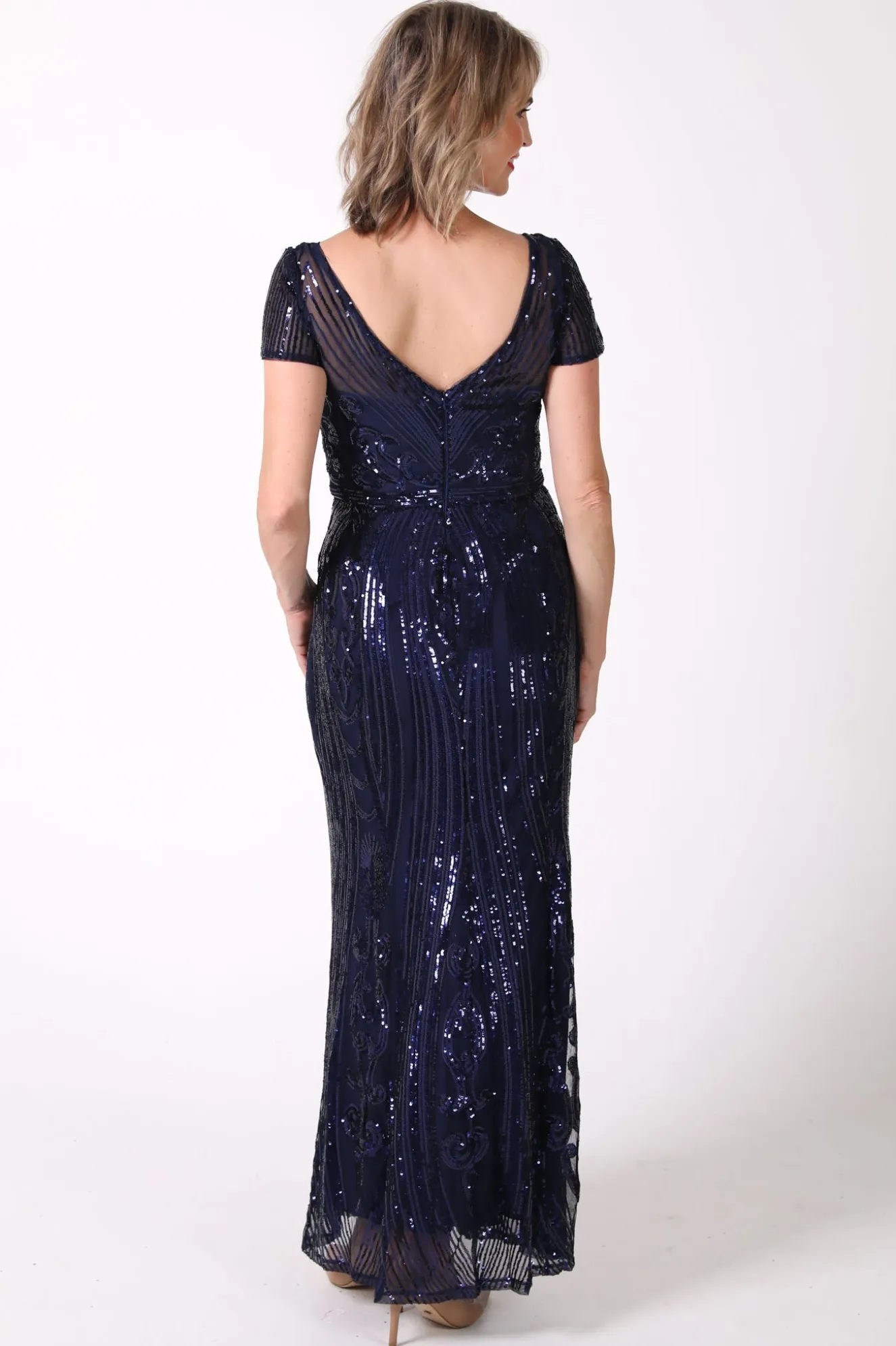 Greta Sequin Maxi Dress - Navy