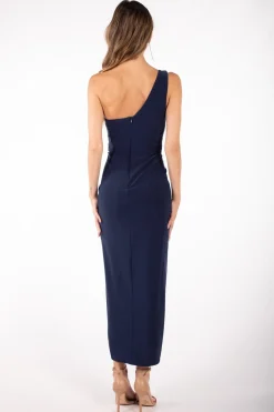 Hayden One Shoulder Midi Dress - Navy