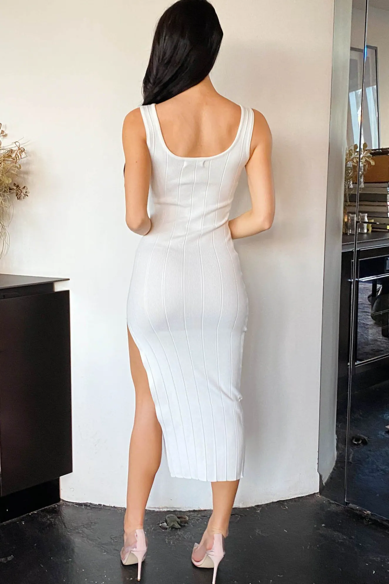 Jasmine Knit Midi Dress - White