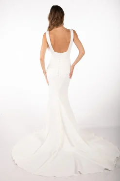 JORDYN Square Neck Crepe Gown - Ivory