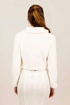 Julieta Faux Fur Collar Jacket - White