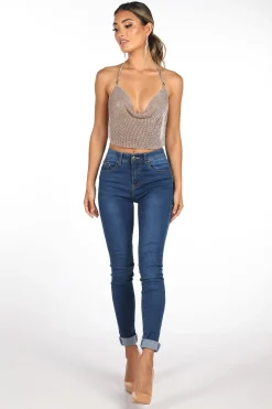 Kendall Diamante Crystal Top - Gold