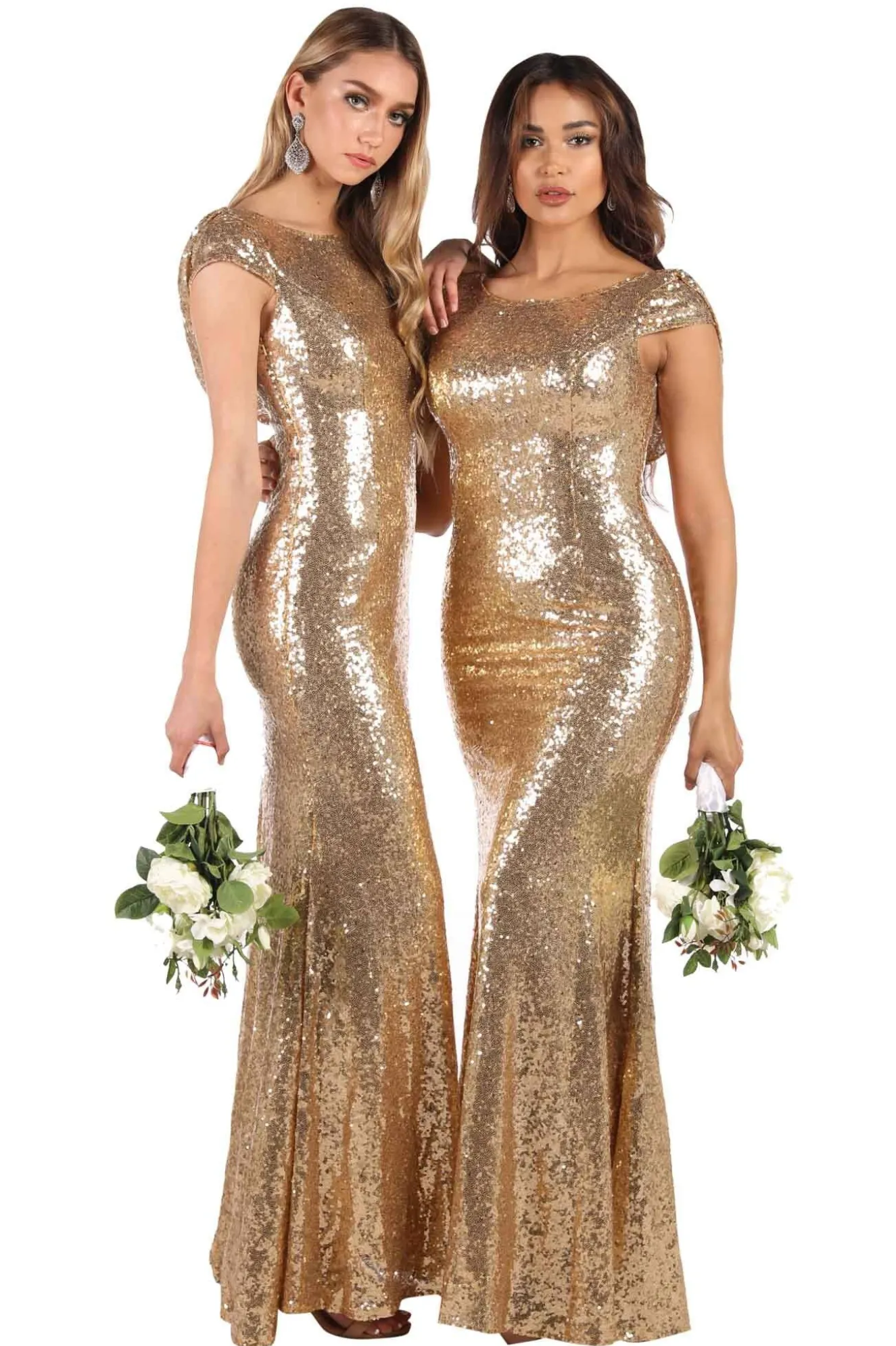 Kira Cowl Back Sequin Maxi Dress - Gold