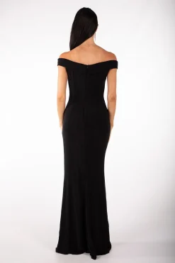 Lawrence Off Shoulder Maxi Dress - Shimmer Black