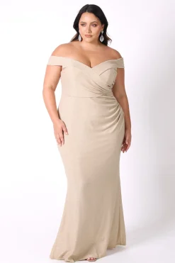 Lawrence Off Shoulder Maxi Dress - Shimmer Gold