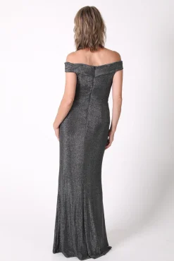 Lawrence Off Shoulder Maxi Dress - Shimmer Grey