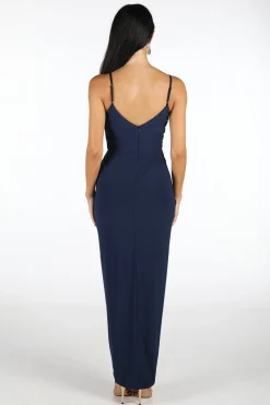 Leah Faux Wrap Dress - Navy