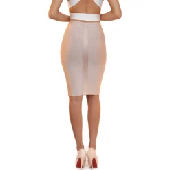 Midi Pencil Bandage Skirt - Nude/White/Black