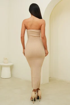 Nina Strapless Midi Dress - Nude
