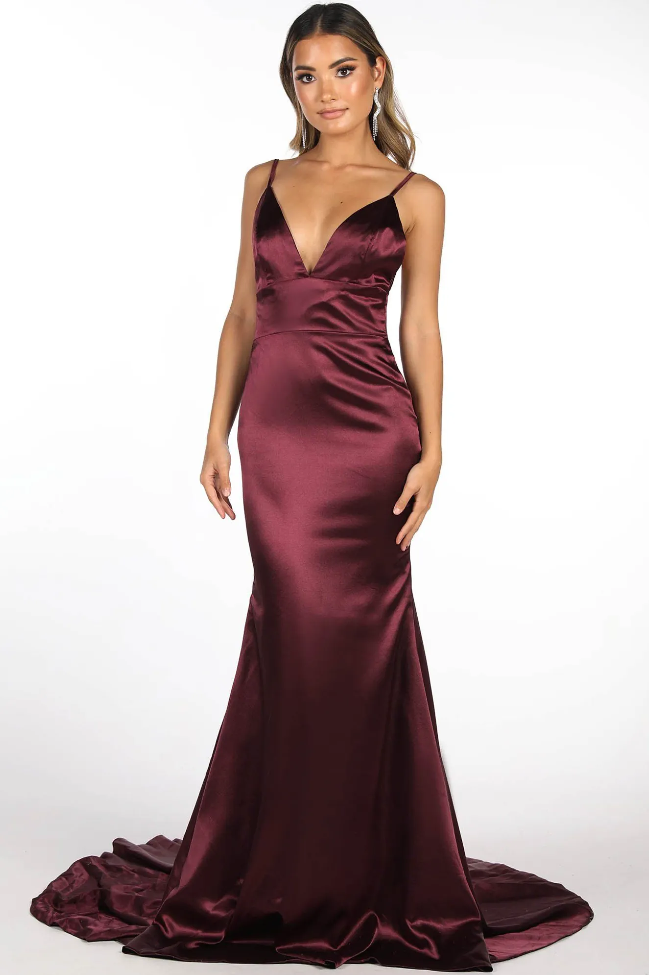 Penelope Satin Gown - Plum (XS,S - Clearance Sale)