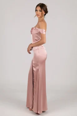 Peyton Strapless Satin Maxi Dress - Dusty Pink