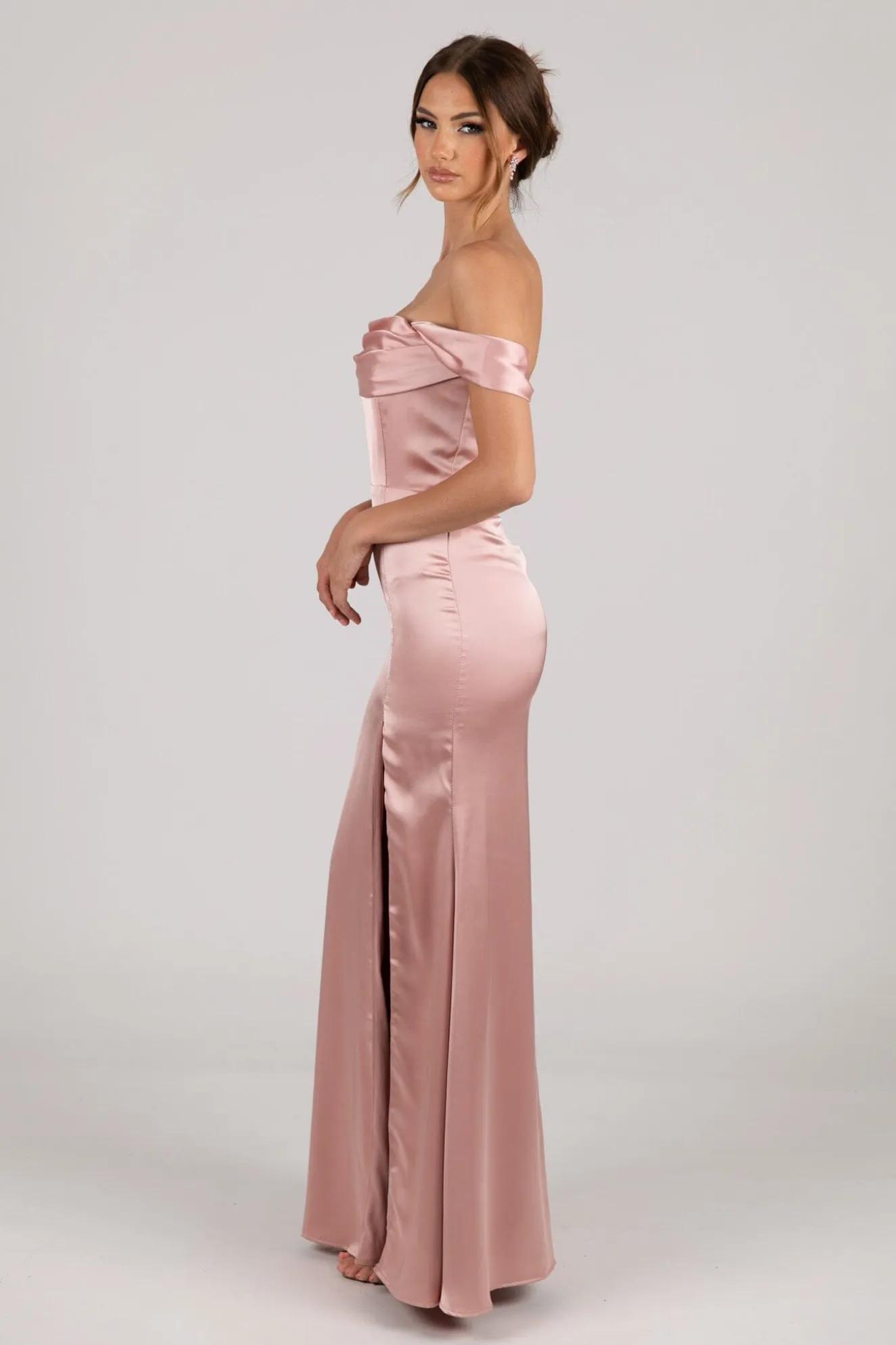 Peyton Strapless Satin Maxi Dress - Dusty Pink