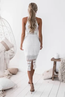 RIVERS Midi Lace Dress - White