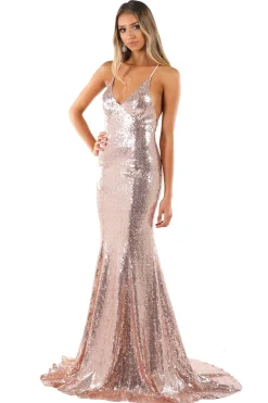 Rosie Lace Up Back Sequin Gown (No Slit) - Multiple Colors Available