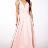 SAMIRA V-Neck Satin Ball Gown - Baby Pink
