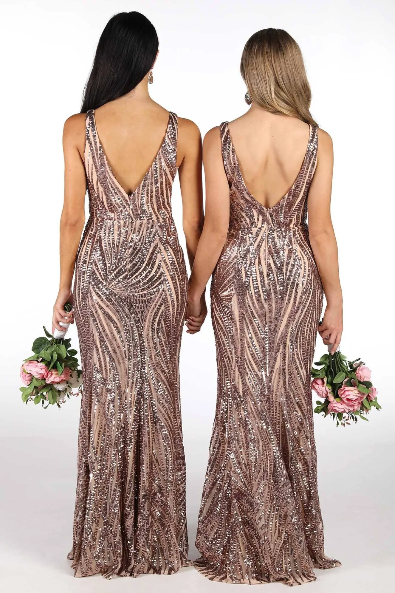 Sapphira Sequin Gown - Rose Gold