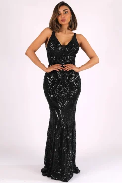 Seraphine Sequin Gown - Black