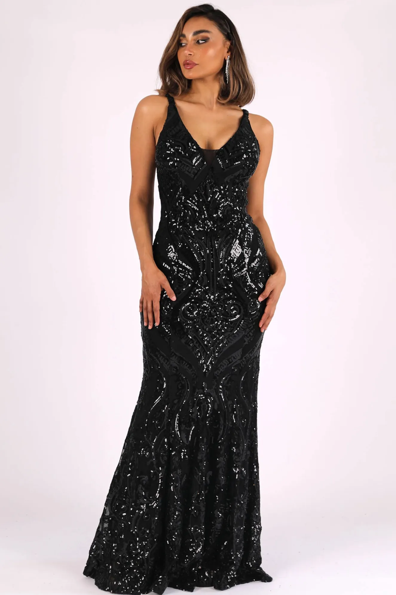Seraphine Sequin Gown - Black