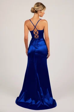 SHANTE Lace Up Back Corset Gown - Royal Blue