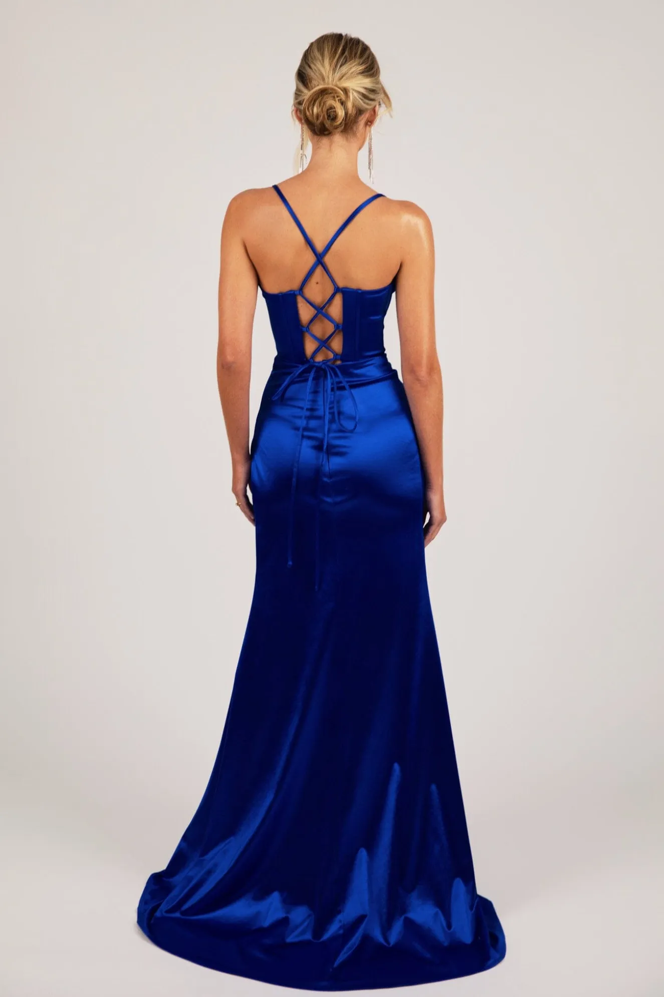 SHANTE Lace Up Back Corset Gown - Royal Blue