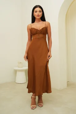 Thea Midi Dress in Chocolate